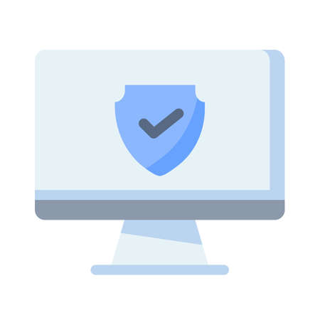 desktop shield safe protected security single isolated icon with flat style vector illustrationのイラスト素材
