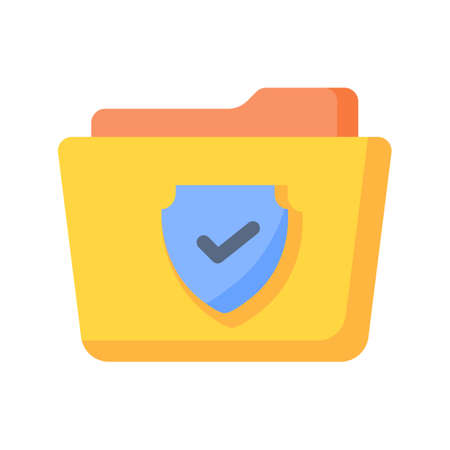 folder secure shield encryption single isolated icon with flat style vector illustrationのイラスト素材