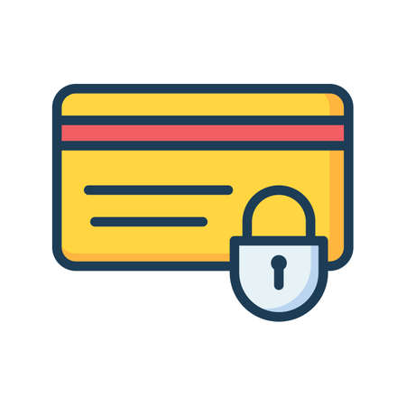 secure payment lock credit card single isolated icon with filled line style vector illustrationのイラスト素材
