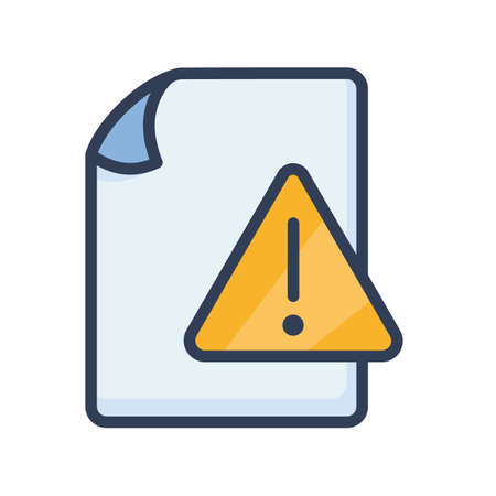error document file paper page warning exclamation single isolated icon with filled line style vector illustrationのイラスト素材