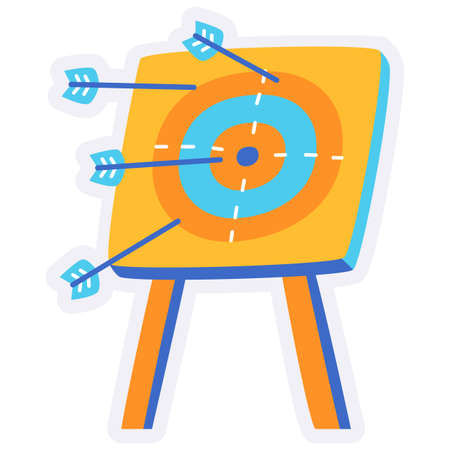 bullseye arrow aim goal target objective purpose single isolated icon with sticker outline cut style...