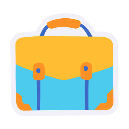 briefcase case work portfolio bag job single isolated icon with sticker outline cut style vectorのイラスト素材