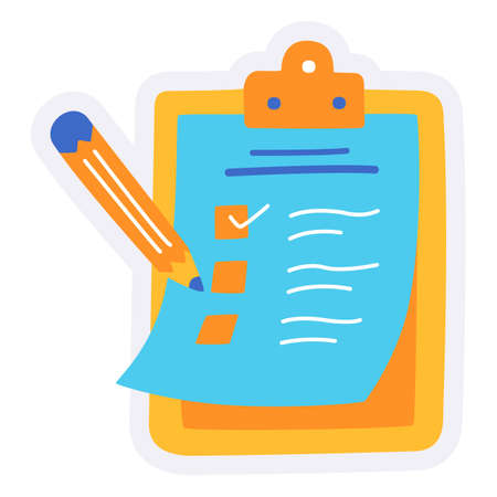 task todo list pen clipboard job mission work duty project single isolated icon with sticker outline cut style vectorのイラスト素材