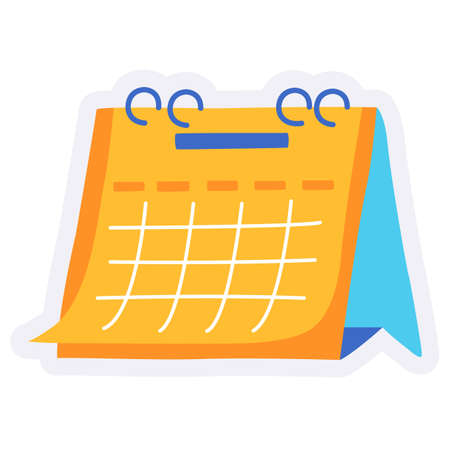 calendar time schedule timeline plan agenda project single isolated icon with sticker outline cut style vectorのイラスト素材
