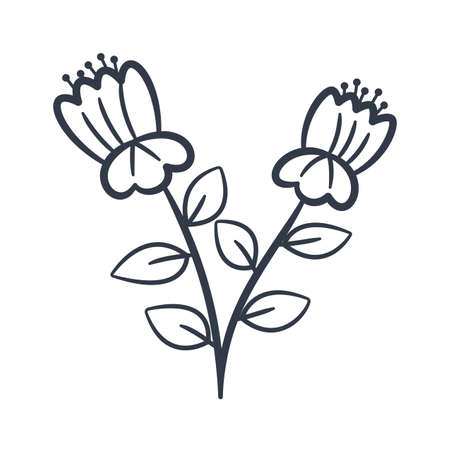 flowers single isolated icon with sketch hand drawn outline style vectorのイラスト素材