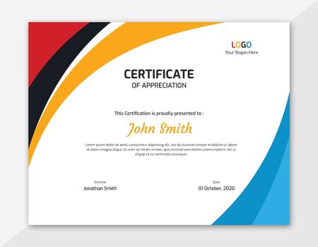 Multi-color waves certificate templateのイラスト素材
