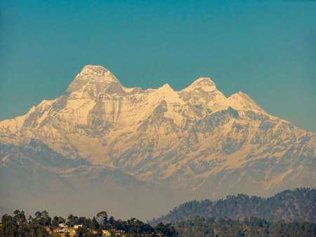A landscape with a mountain rangeの写真素材