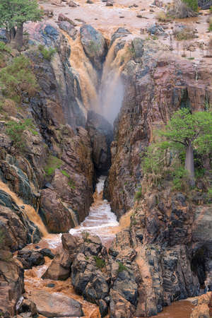 waterfall in savannah in namibia