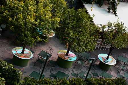 tables in Positanoの写真素材