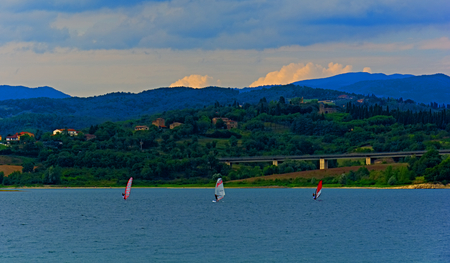 Lake Bilancino in Tuscanyの写真素材