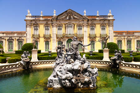 Facade of Queluz National Palace with Neptune s fountain - Sintraのeditorial素材