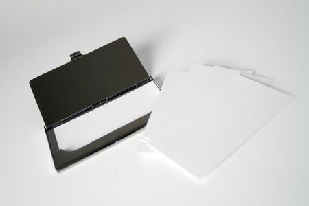 Business card on white backgroundの写真素材