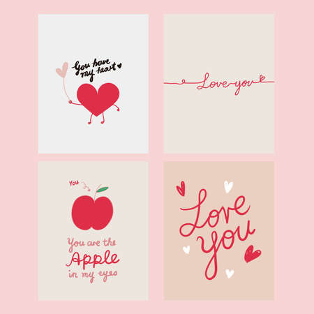 Hand drawn Valentine's Day printable cardのイラスト素材