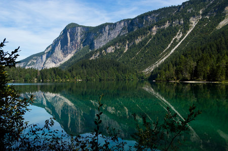 Beautiful reflection of the mountain on the lake