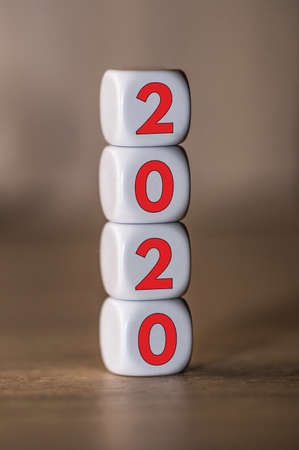 Conceptual white dice for the year 2020