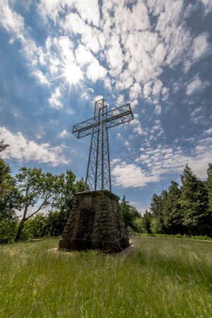 Monumental iron cross of the Sanctuary in Italyのeditorial素材