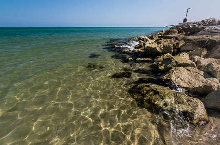 View of the sea inside the water in the middle of the rocks