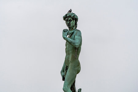 Statue of David at Piazzale Michelangelo in Florenceの写真素材
