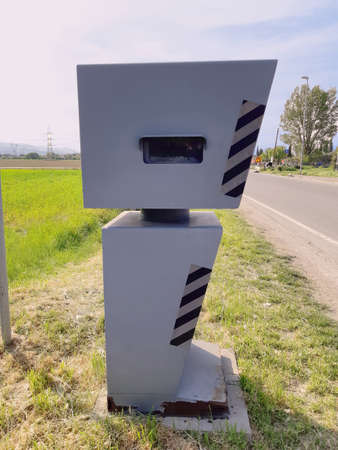 Speed cameras fixed location along an extra-urban roadの写真素材