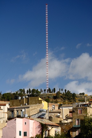 Antenna RAI on Mount Anna S in Caltanissetta, 283m highの写真素材