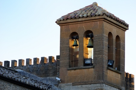 Santo Spirito abbey bell tower in Caltanissetta, Sicily, Italyの写真素材