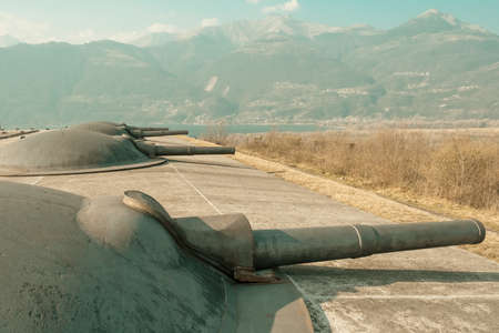 Artillery turrets at Fort Montecchio, Colico, Italy.