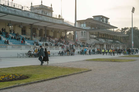 Milan, Italy - 27 03 2022 San Siro Hippodrome in Milan, Gallop Races. The stands.のeditorial素材