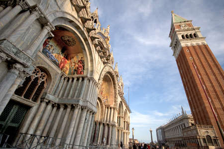The bell tower of St. Mark's Square in Veniceの写真素材