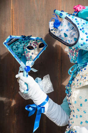 Venice, Italy - February 5 2018 - The Masks of carnival 2018. The Carnival of Venice is an annual festival held in Venice, Italy. The Carnival ends with the Christian celebration of Lent, Tuesday, Tuesday (Tuesday, February 1, 2008) (Grated or Mardi Gras)のeditorial素材