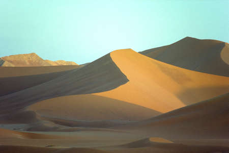 Panoramic view of red sand dunes in famous Namib Desert in Namibiaの写真素材