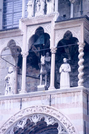 Part of the facade from the Basilica of Santa Maria Maggiore, Cappella Coleoni, Piazza Duomo, Bergamo Alta Citta, Italyの写真素材