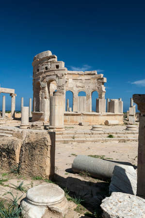 Archaeological site of Leptis Magna, Libya - 10/30/2006:  The Marketplace in the ancient Roman city of Leptis Magna.のeditorial素材