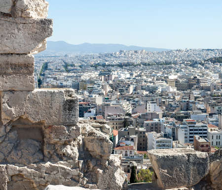 Athens aerial panoramic view from the Athenian Acropolis in Greece