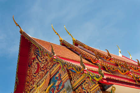 Architectural detail of the buddhist temple of Wat mongkol nimit, Phuket town, Thailandの写真素材