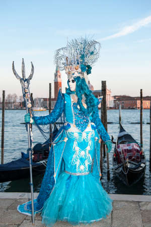 VENICE, ITALY - Febrary 21 2020: The masks of the Venice carnival 2020のeditorial素材