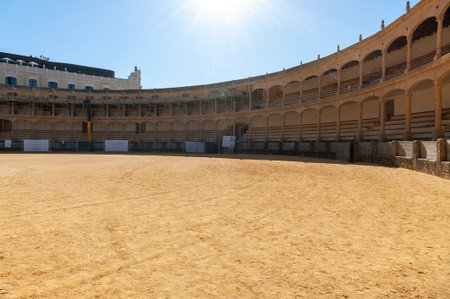 Plaza de Toros bull fighting arena in Ronda, Andalucia, Spainのeditorial素材