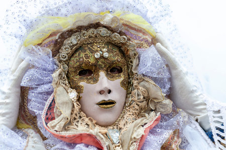 VENICE, ITALY - Febrary 13 2026: The masks of the Venice carnival 2026のeditorial素材