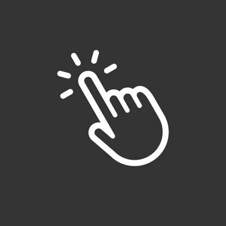 Finger clicking, hand pointer cursor icon with white outlineのイラスト素材