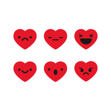 Heart emoji, cute emoticon reactions Vector illustration.のイラスト素材
