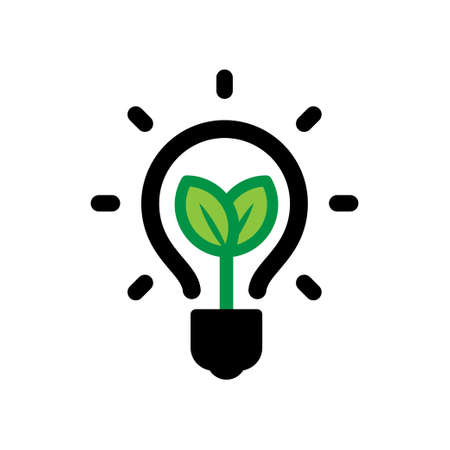Lightbulb ecological leaf lamp Vector illustration.のイラスト素材