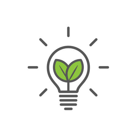 Lightbulb sustainable idea with leaves Vector illustration.のイラスト素材