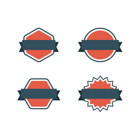 Collection of badges with label, flat style vectorsのイラスト素材