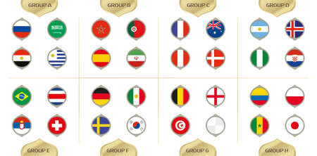 Flags of the football world competition 2018のイラスト素材