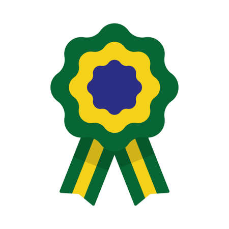Brazil Cockade, rosette with ribbon, vector illustrationのイラスト素材