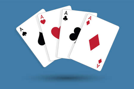 Set of four aces, vector playing cards, casino gamblingのイラスト素材