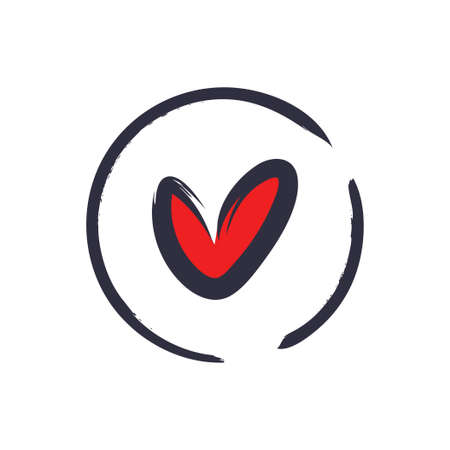 Heart icon, handmade painted with brush, love symbol vectorのイラスト素材