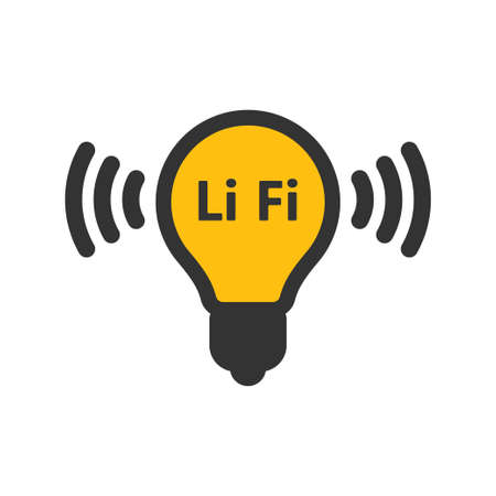 Li Fi technology, lightbulb and connection vector icon