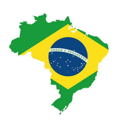 Brazilian map with flag, national symbol of Brasilのイラスト素材