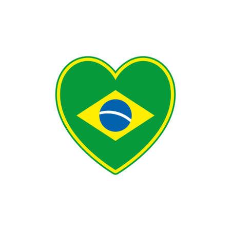 Brazil flag inside a heart, brazilian love symbol vector iconのイラスト素材