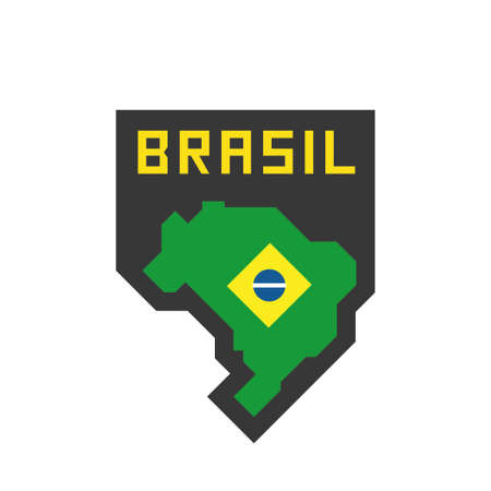 Brazil simplified map badge, modern flat designのイラスト素材